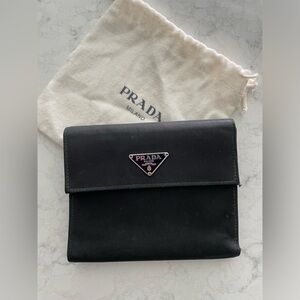 PRADA Nylon TESSUTO Trifold Black Wallet